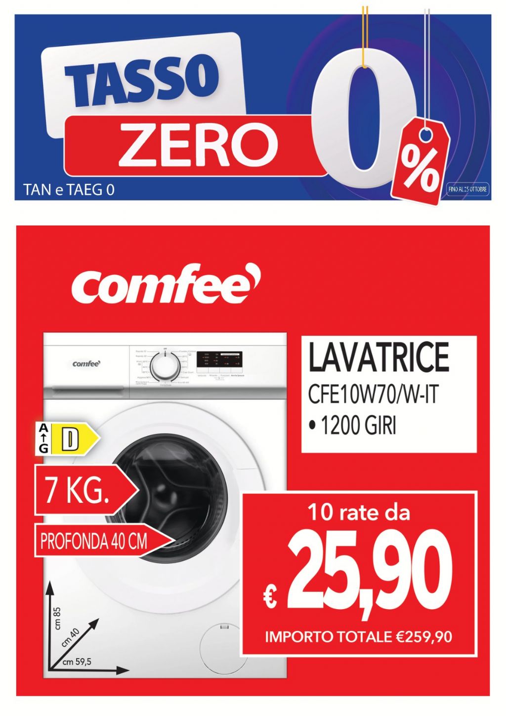 LAVATRICE COMFEE CFE10W70/W-IT 7KG SLIM