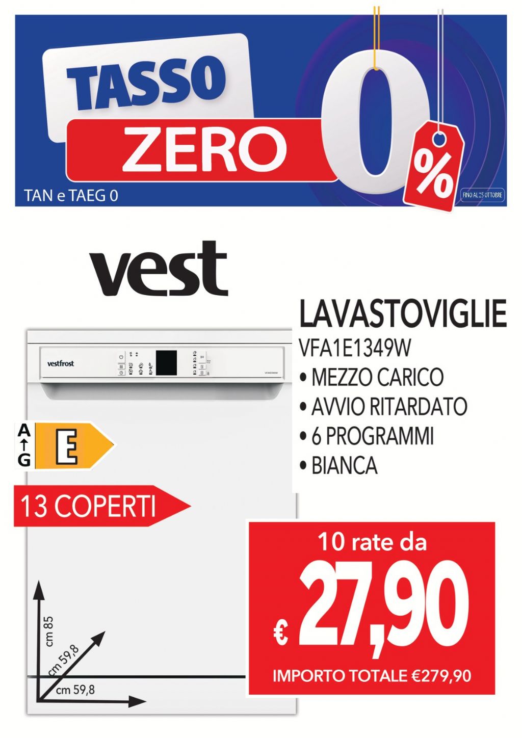 LAVASTOVIGLIE VESTFROST VFA1E1349W
