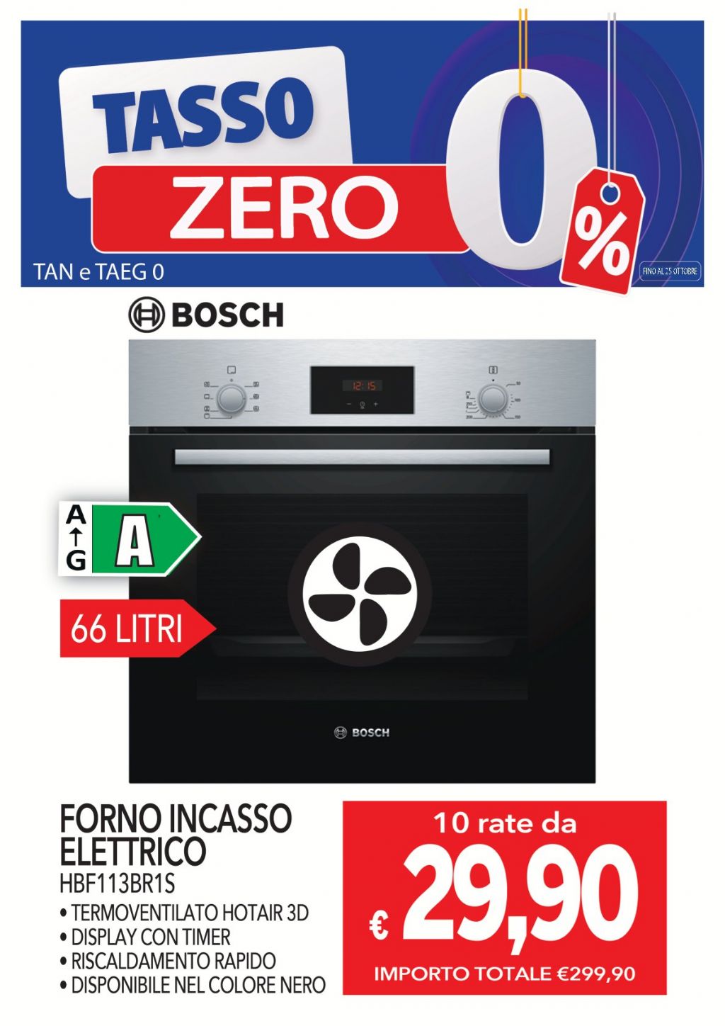 BOSCH FORNO INCASSO HBF113BR1S