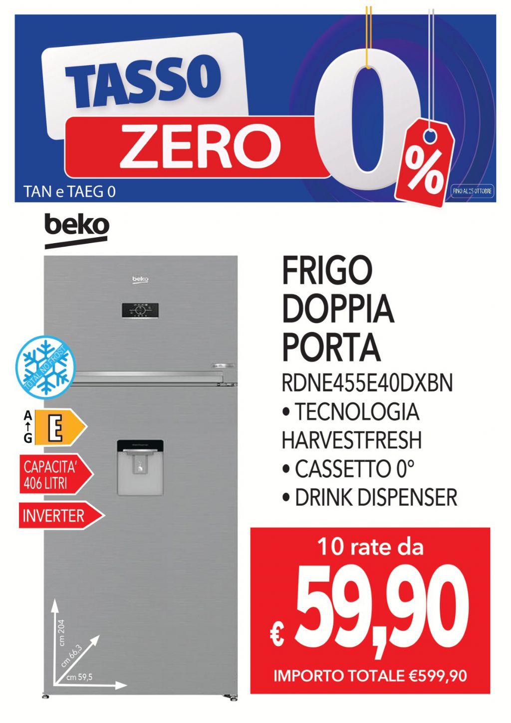 FRIGO BEKO RDNE455E40DXBN INOX NO FROST