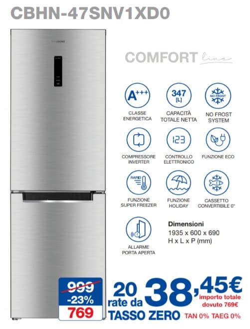 HYUNDAI FRIGO CBHN-47SNV1XD0 INOX COMBINATO A+++