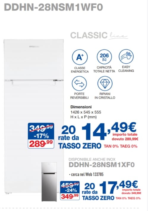 HYUNDAI DDHN-28NSM1WF0 FRIGO DOPPIA PORTA