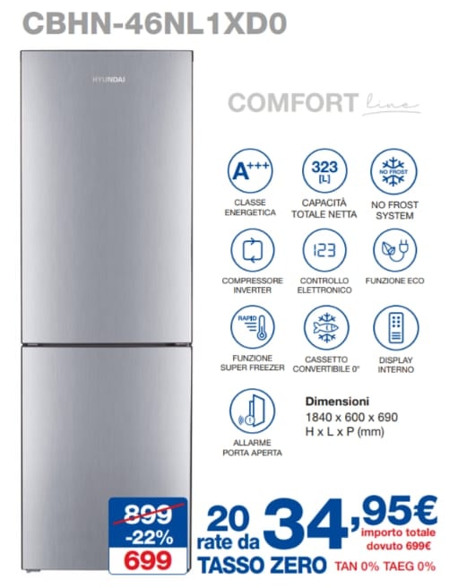 HYUNDAI FRIGO COMBINATO CBHN-46NL1XDO