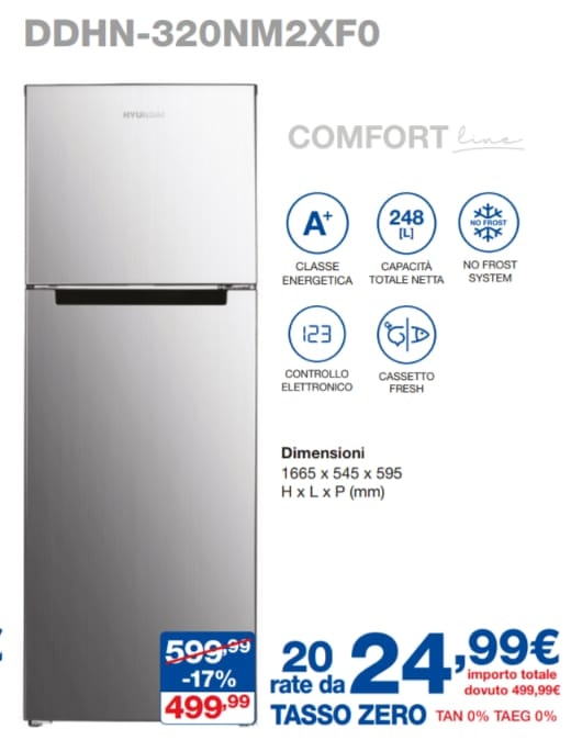 HYUNDAI FRIGO DOPPIA PORTA DDHN-320NM2XF0