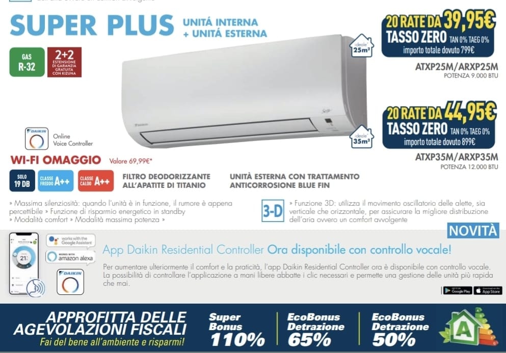 DAIKIN ATXP25M CLIMATIZZATORE 9000 BTU