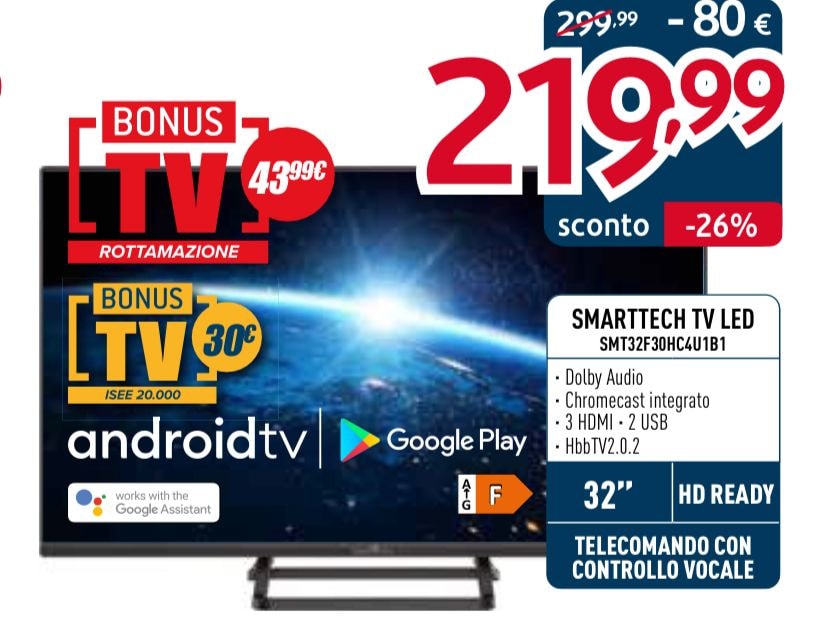 SMART TECH SMT32F30HC4U1B1 32'' SMART TV ANDROID 9.0