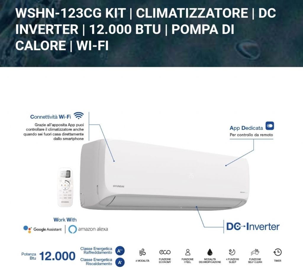 CLIMATIZZATORE HYUNDAI WSHN-123CG KIT 12000 BTU