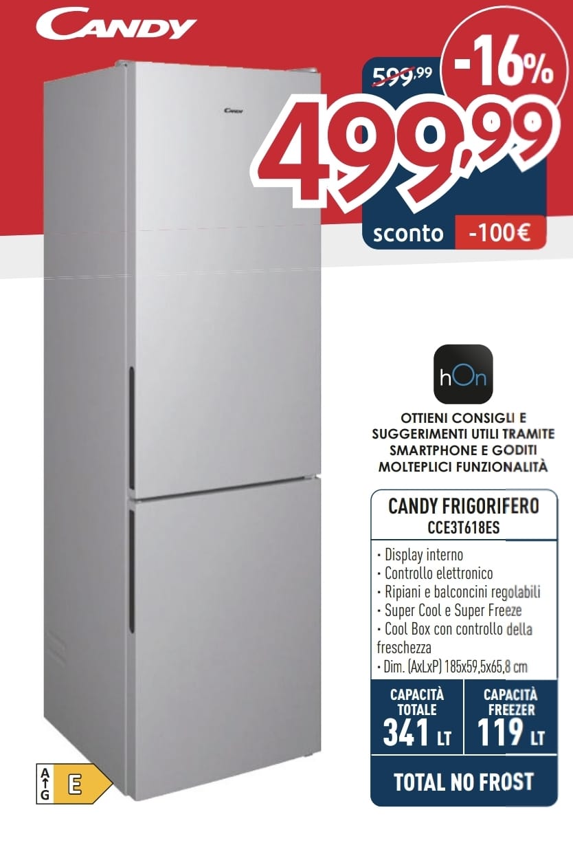 FRIGORIFERO CANDY CCE3T618ES COMBINATO NO FORST