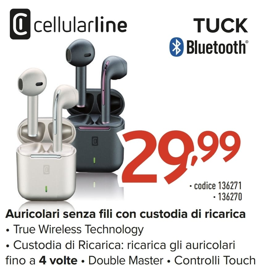 AURICOLARI BLUETOOTH CELLULAR LINE TUCK