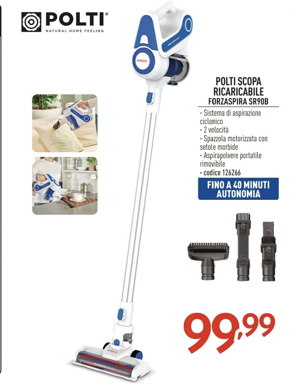 POLTI SCOPA RICARICABILE  SR90B