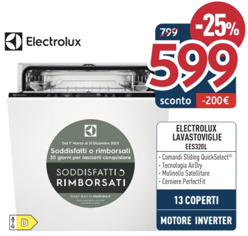 LAVASTOVIGLIE ELECTROLUX EES320L INCASSO 13COP.