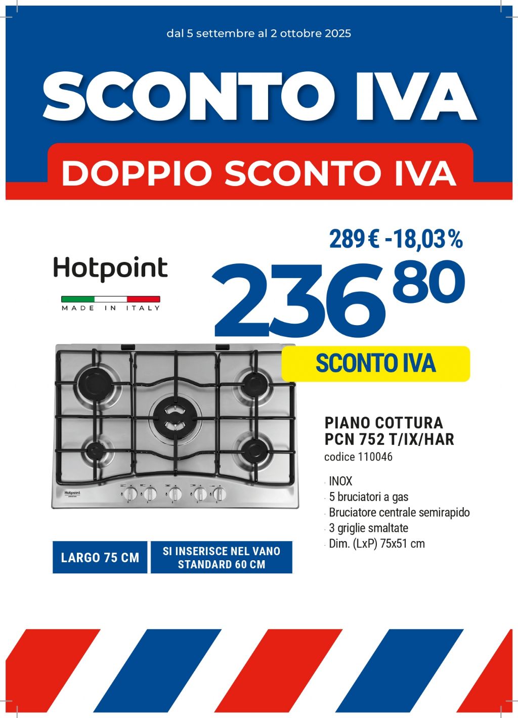 PIANO COTTURA HOTPOINT ARISTON PCN752T/IX/HAR