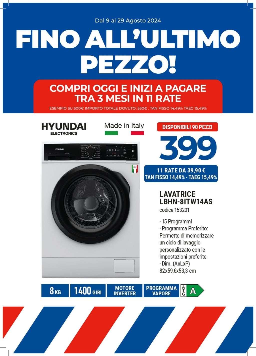 LAVATRICE HYUNDAI LBHN-8ITW14AS 8KG