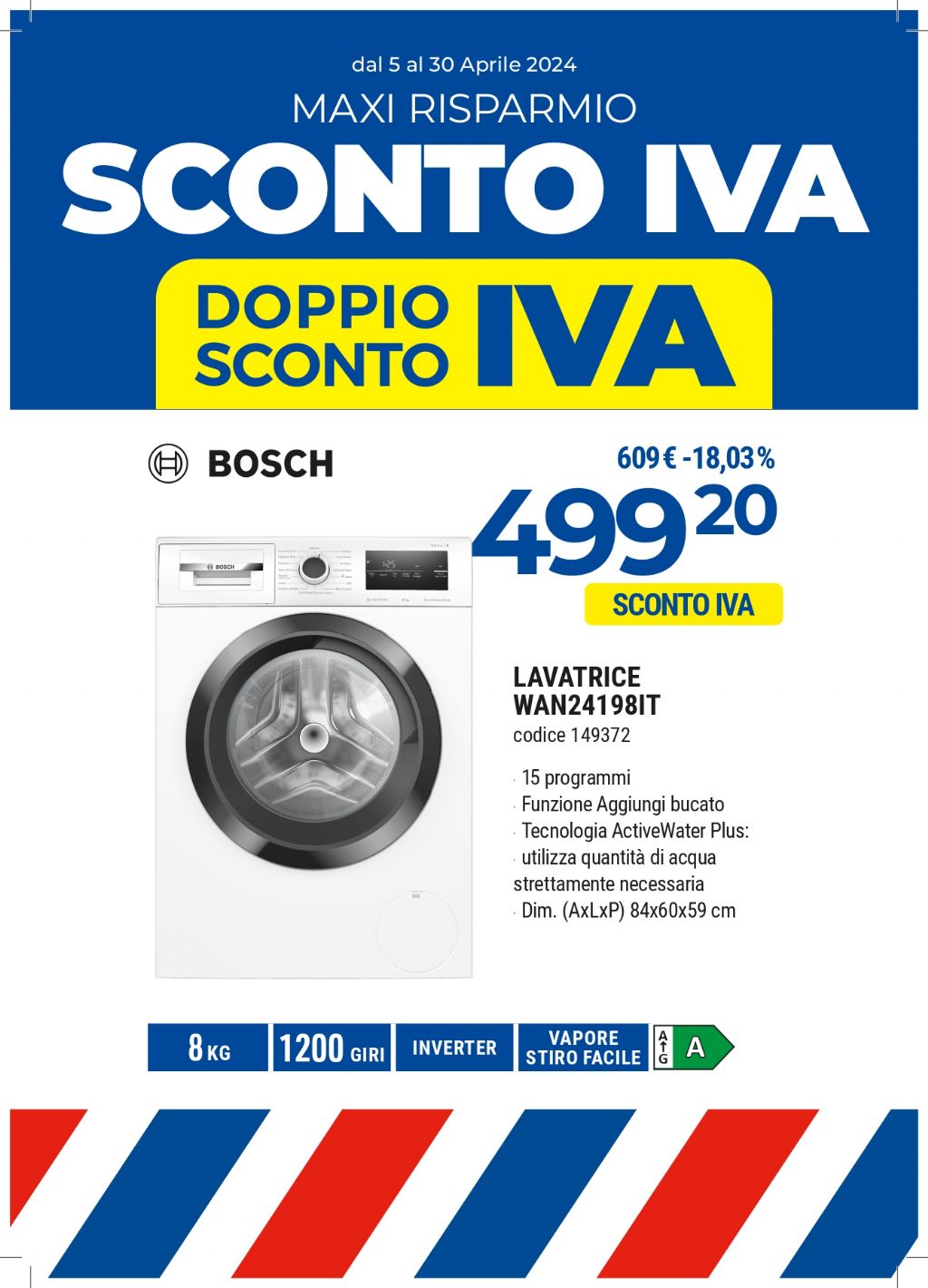 LAVATRICE BOSCH WAN24198IT 8KG