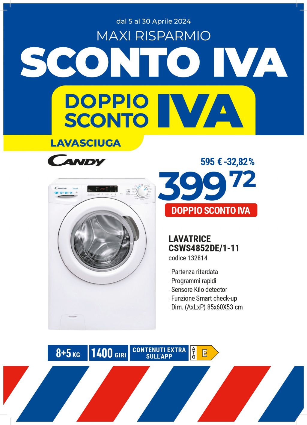 LAVASCIUGA CANDY CSWS4852DE/1-11 8KG+5KG