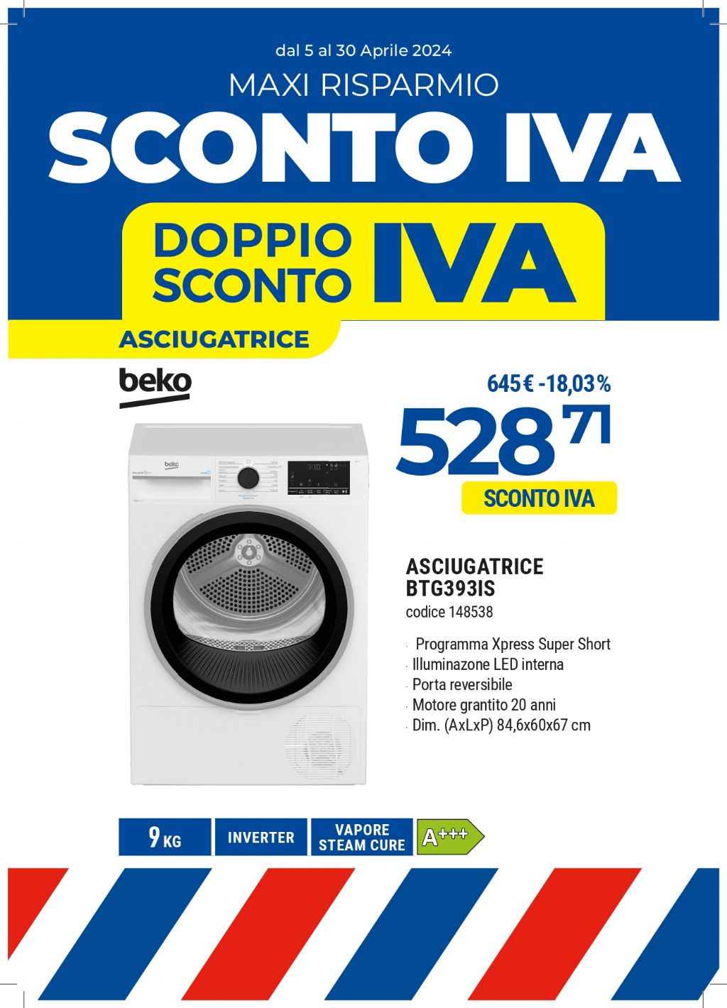 ASCIUGATRICE BEKO BTG393IS 9KG