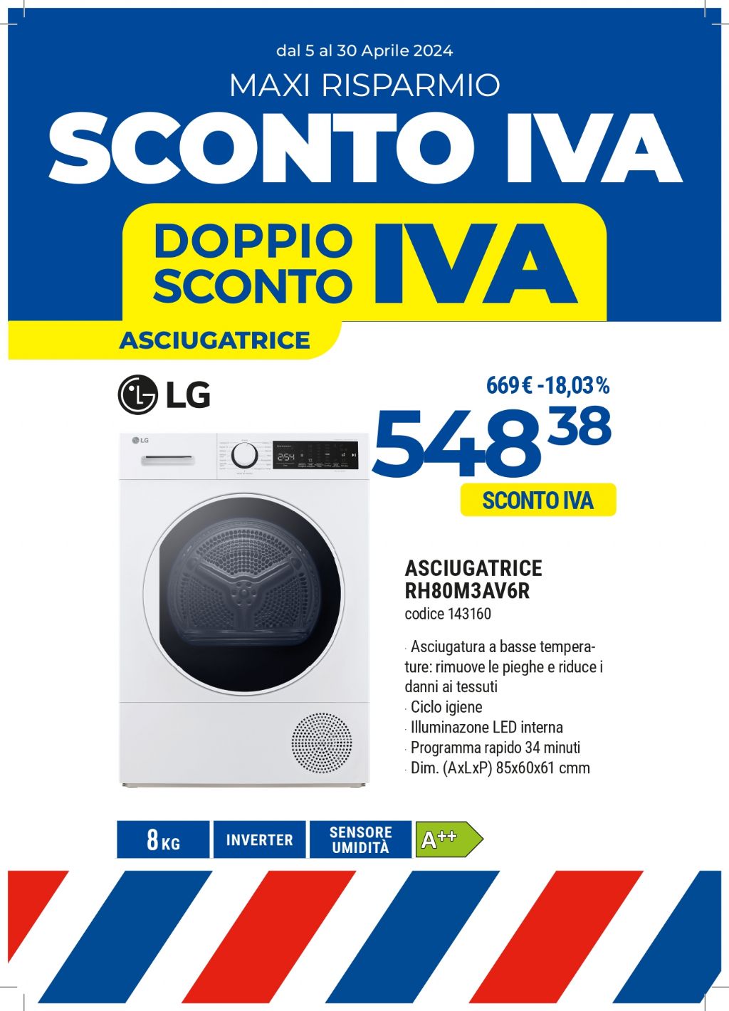 ASCIUGATRICE LG RH80M3AV6R 8KG A++