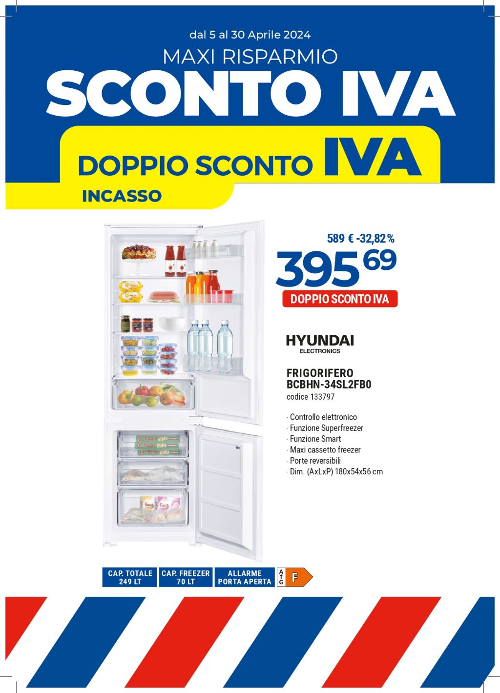 FRIGO INCASSO HYUNDAI COMBINATO BCBHN-34SL2FB0