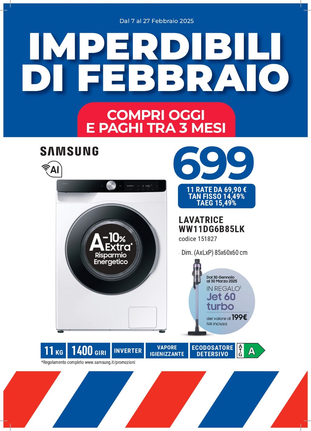 LAVATRICE SAMSUNG WW11DG6B85LK 11KG