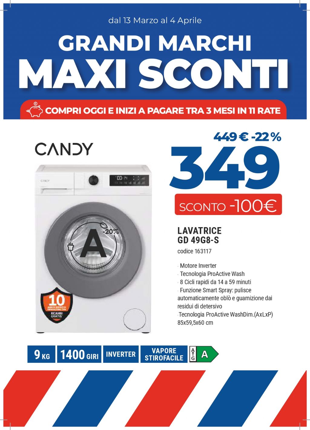 LAVATRICE CANDY GD49G8-S