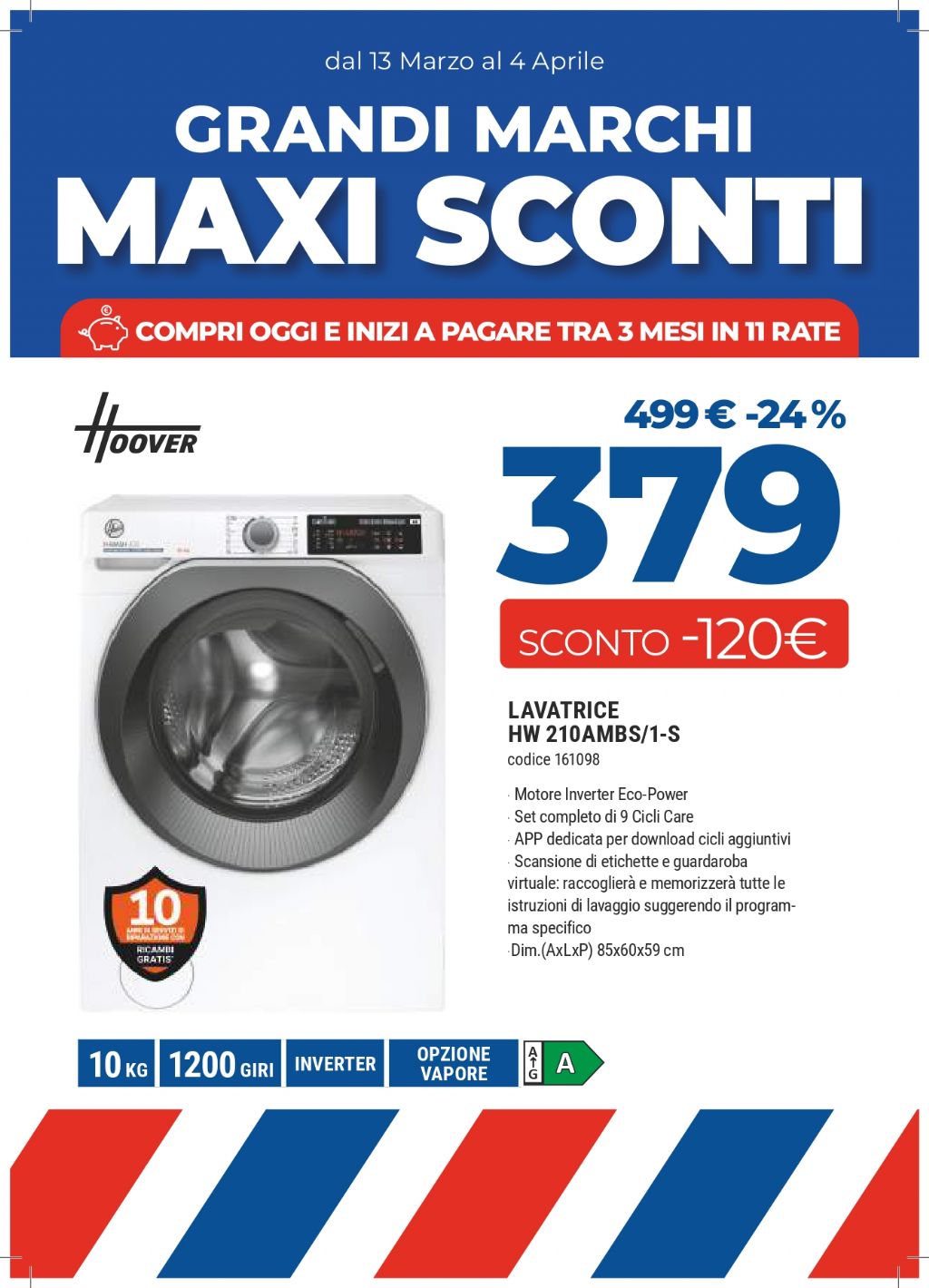 LAVATRICE HOOVER HW210AMBS/1-S