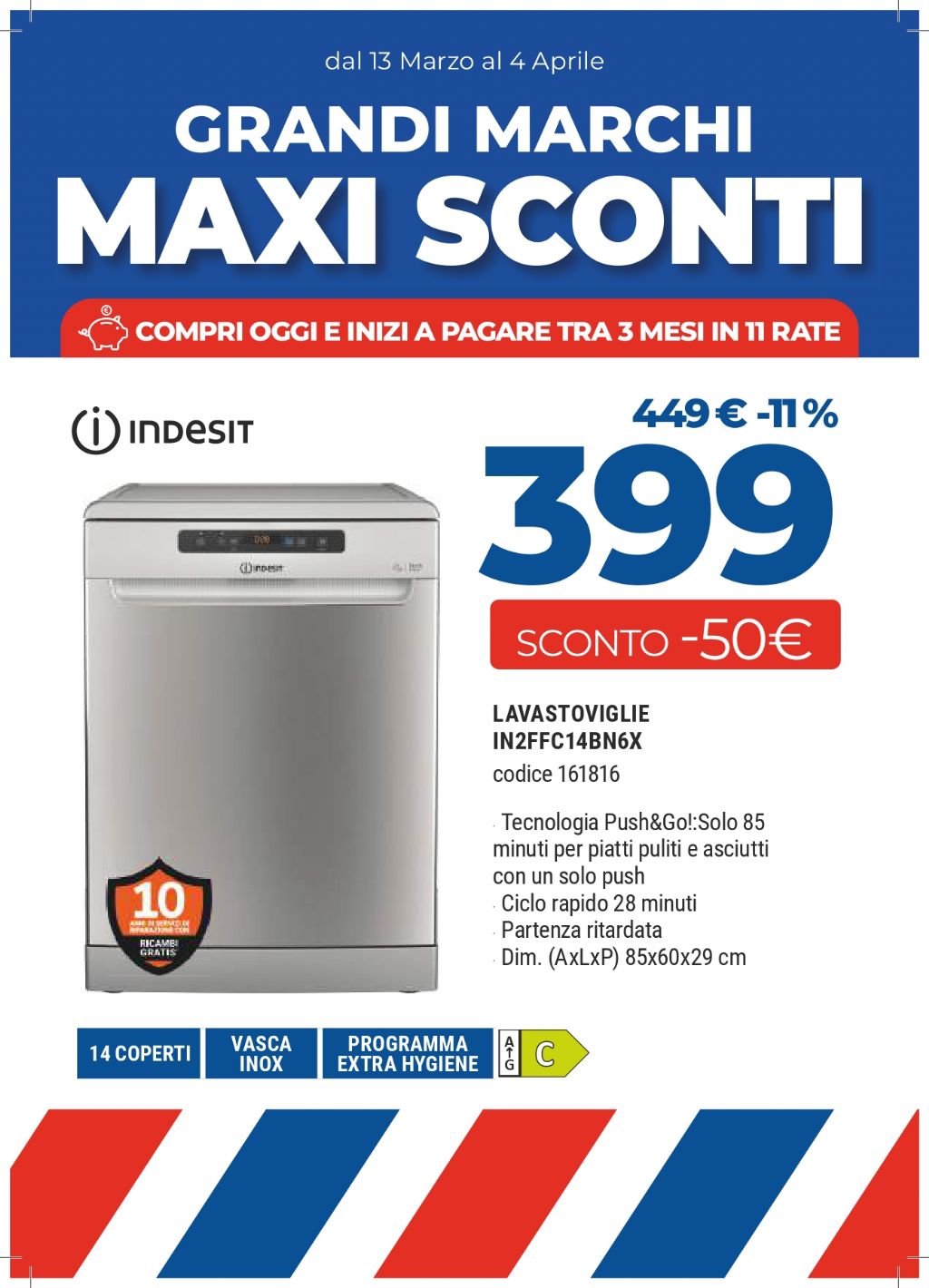 LAVASTOVIGLIE INDESIT IN2FFC14BN6X