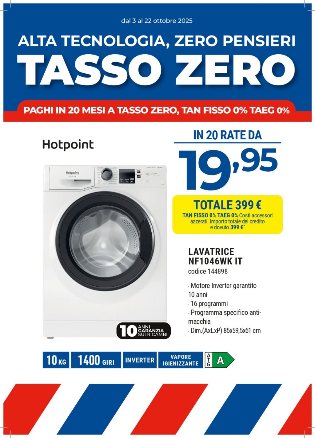 LAVATRICE 10KG HOTPOINT-ARISTON NF1046WKIT