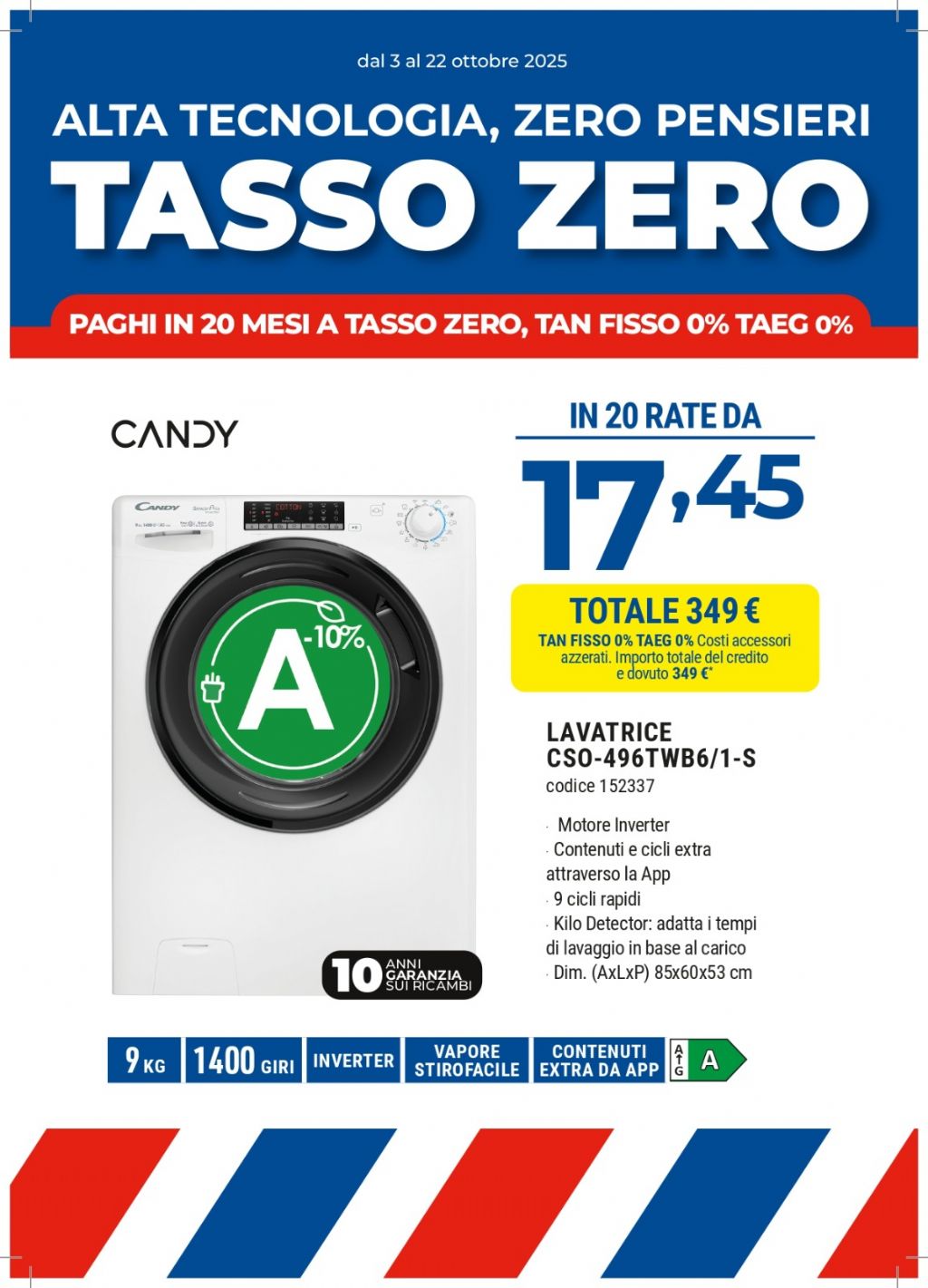 LAVATRICE CANDY CSO-496TWB6/1-S