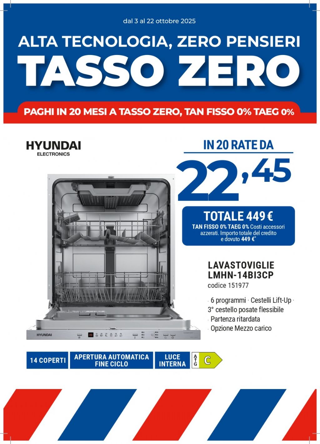 HYUNDAI LAVASTOVIGLIE INCASSO LMHN-14BI3CP