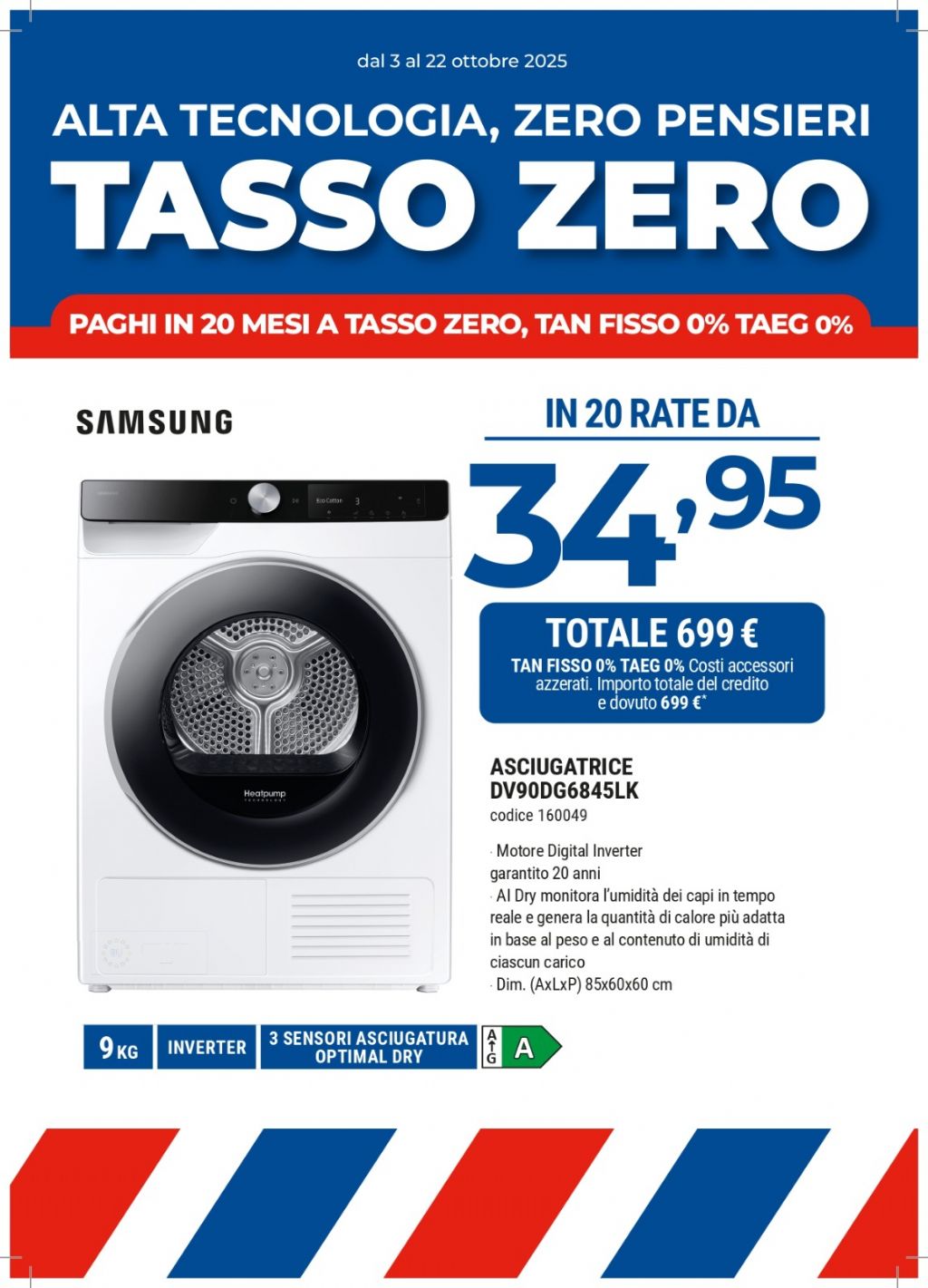SAMSUNG ASCIUGATRICE DV90DG6845LK 9KG