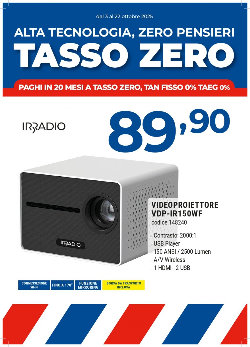 VIDEOPROIETTORE IRRADIO VDP-IR150WF