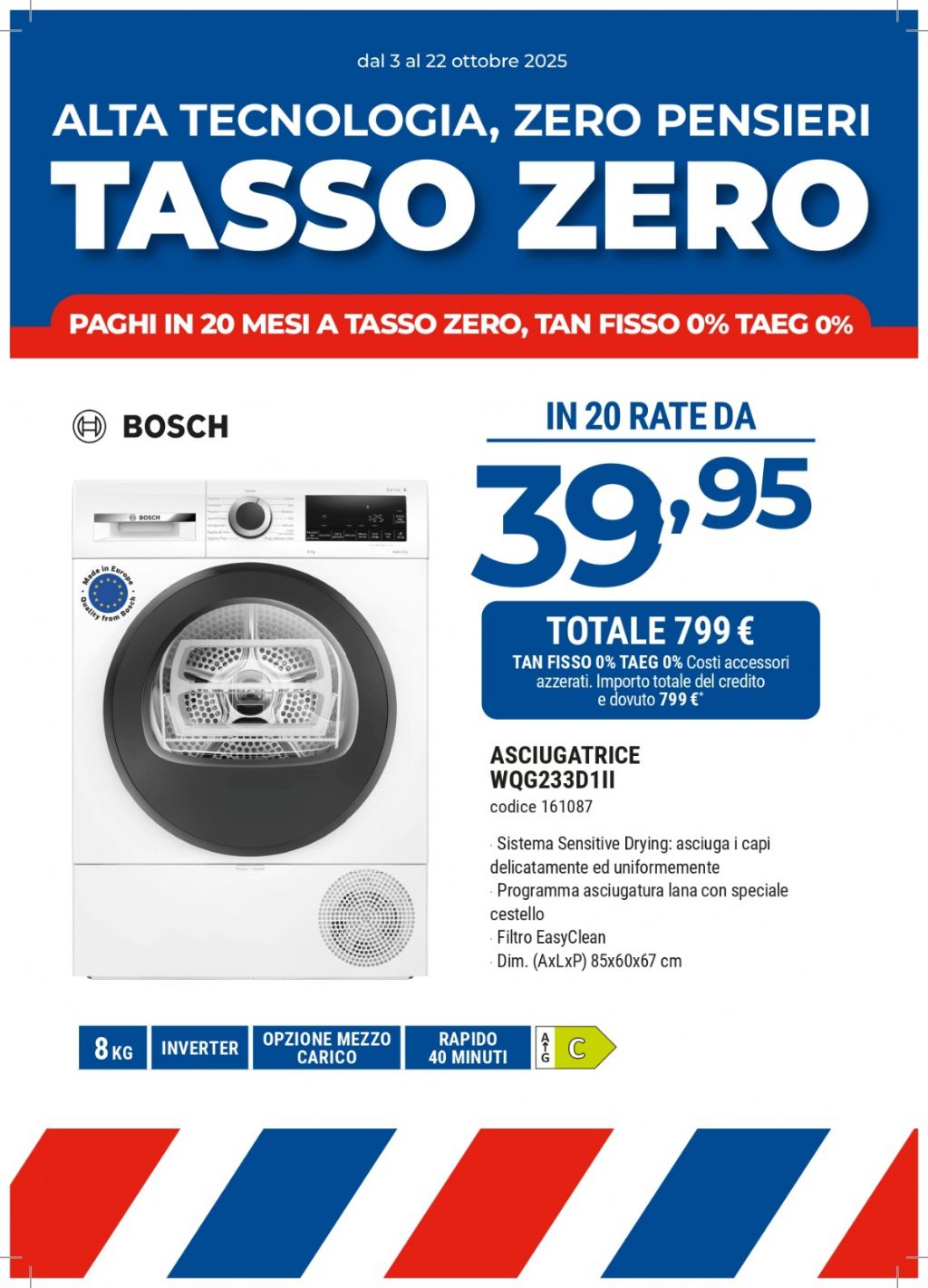 ASCIUGATRICE BOSCH WQG233D1II 8KG