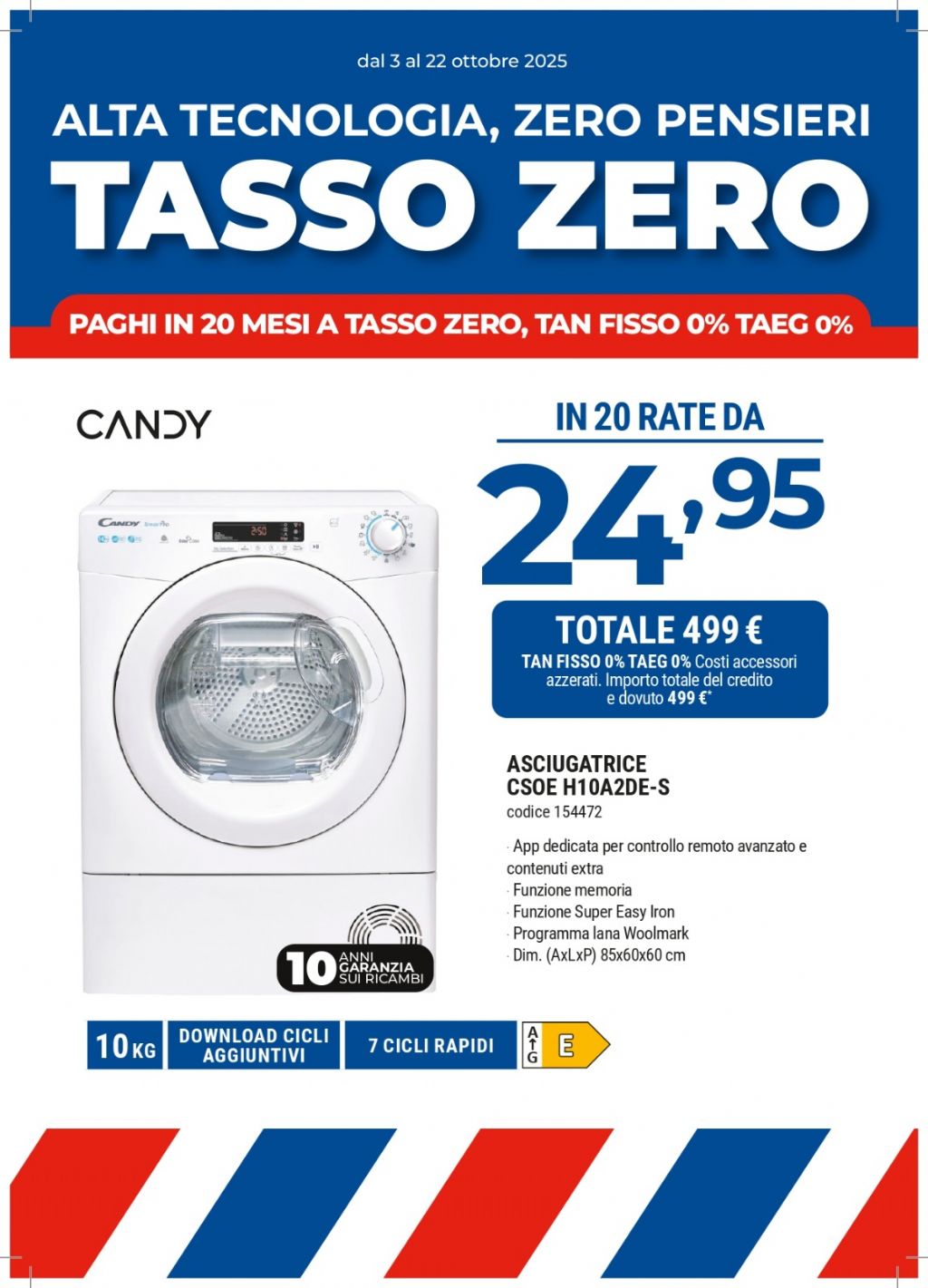 ASCIUGATRICE CANDY CSOE H10A2DE-S 10KG