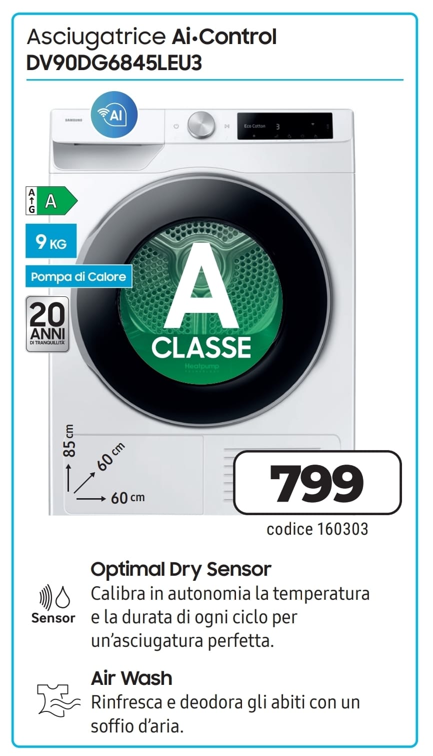 ASCIUGATRICE SAMSUNG DW90DG6845LEU3