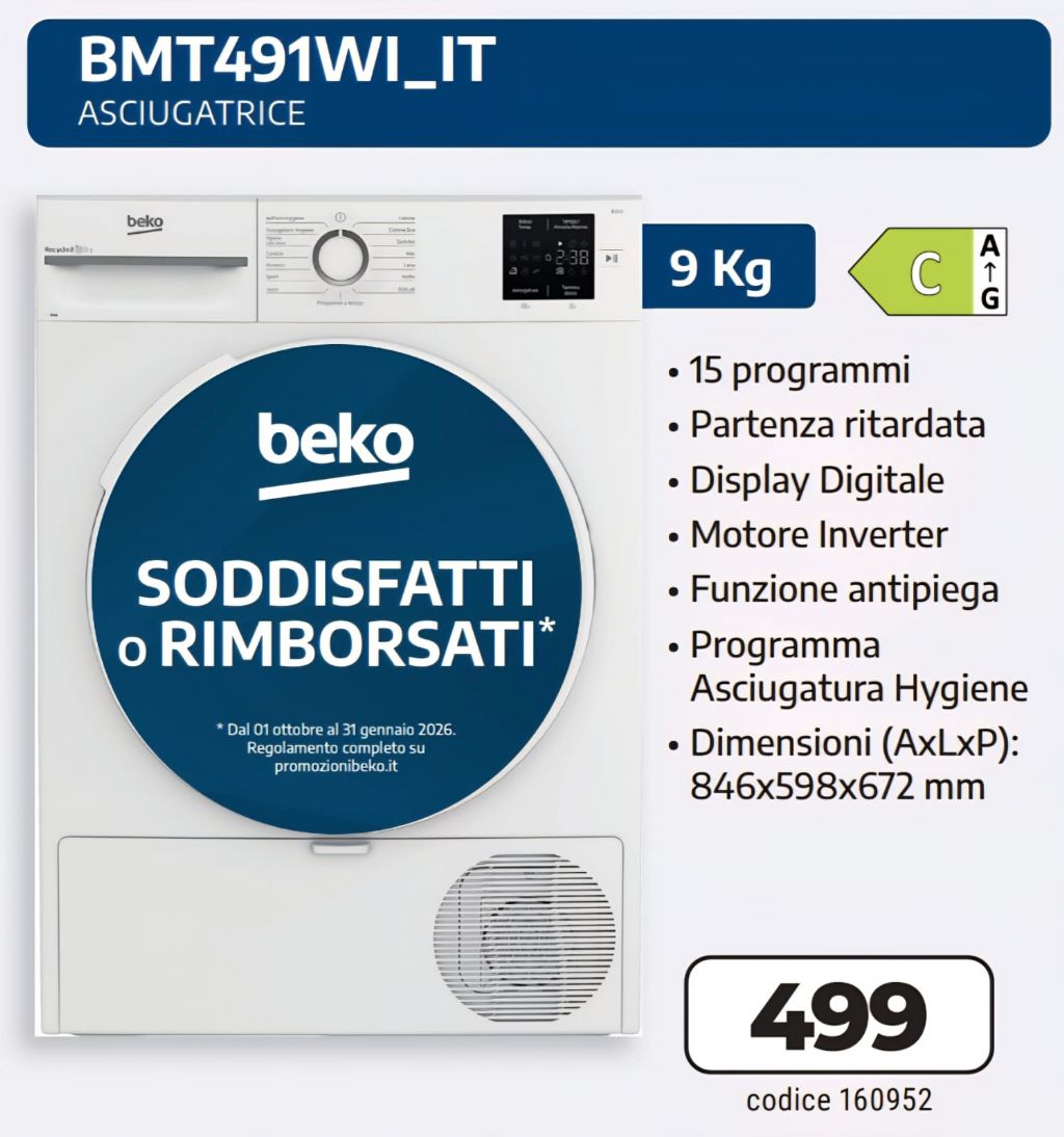 ASCIUGATRICE BEKO BMT491WI-IT