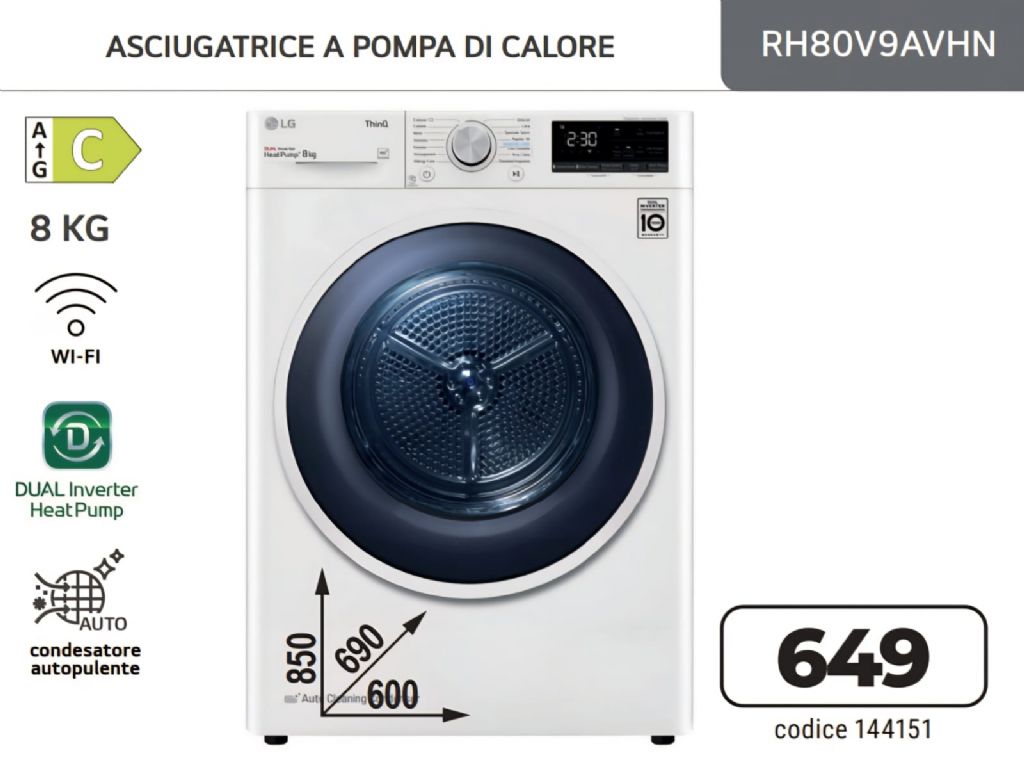 ASCIUGATRICE LG RH80V9AVHN