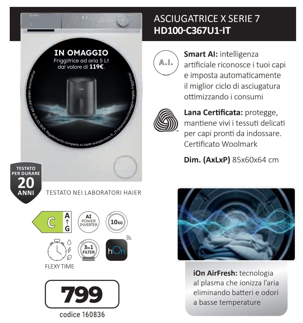 ASCIUGATRICE HAIER HD100-C367U1-IT