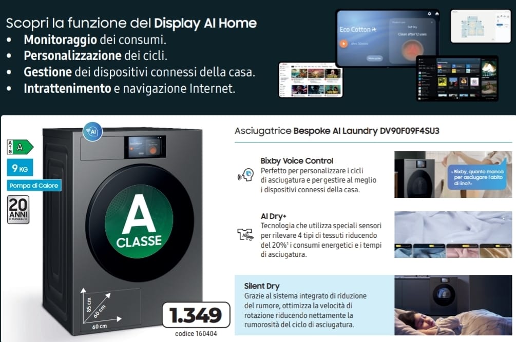 SAMSUNG ASCIUGATRICE DV90F09F4S/U3