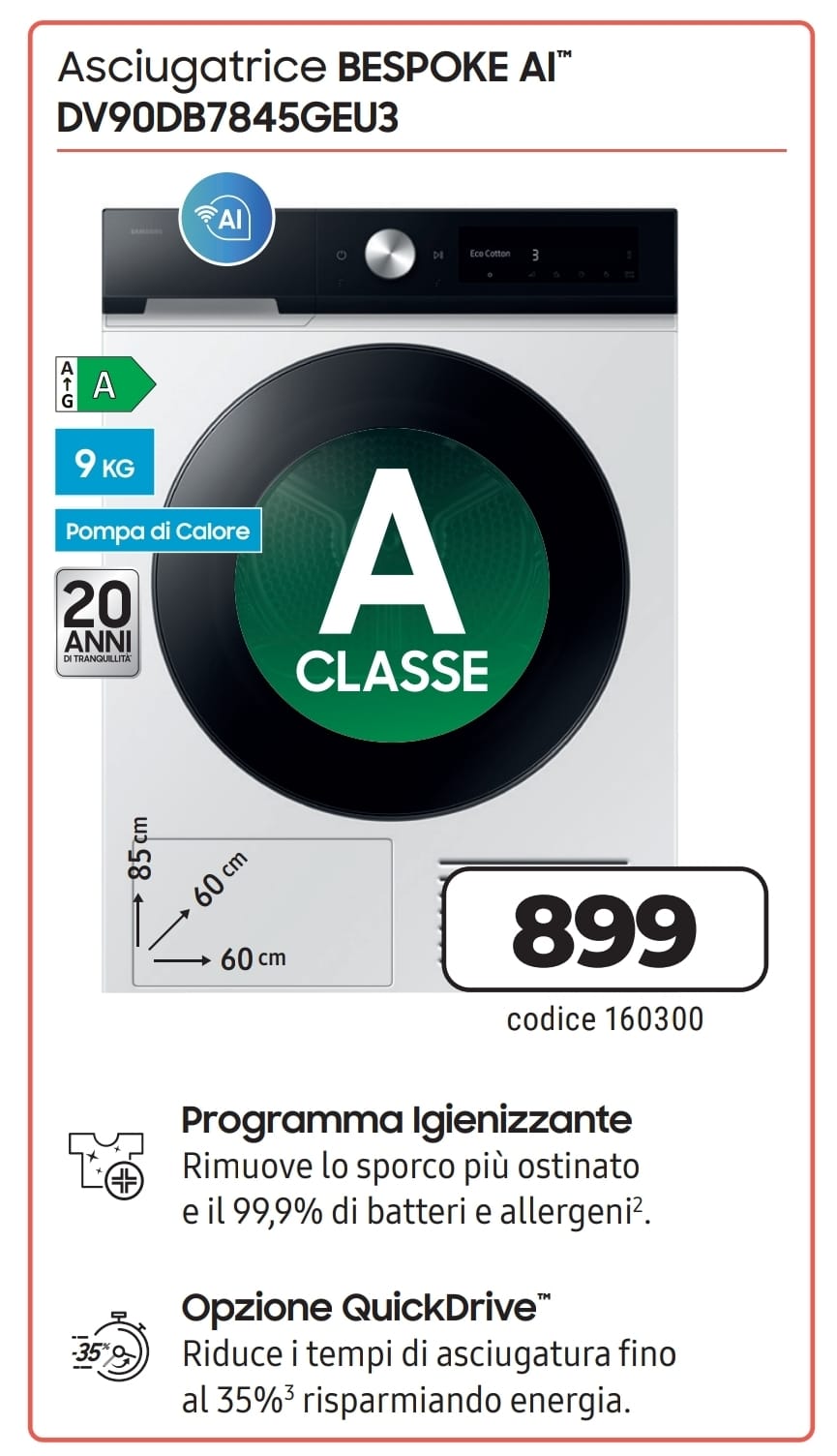 ASCIUGATRICE SAMSUNG DV90DB7845GEUE3