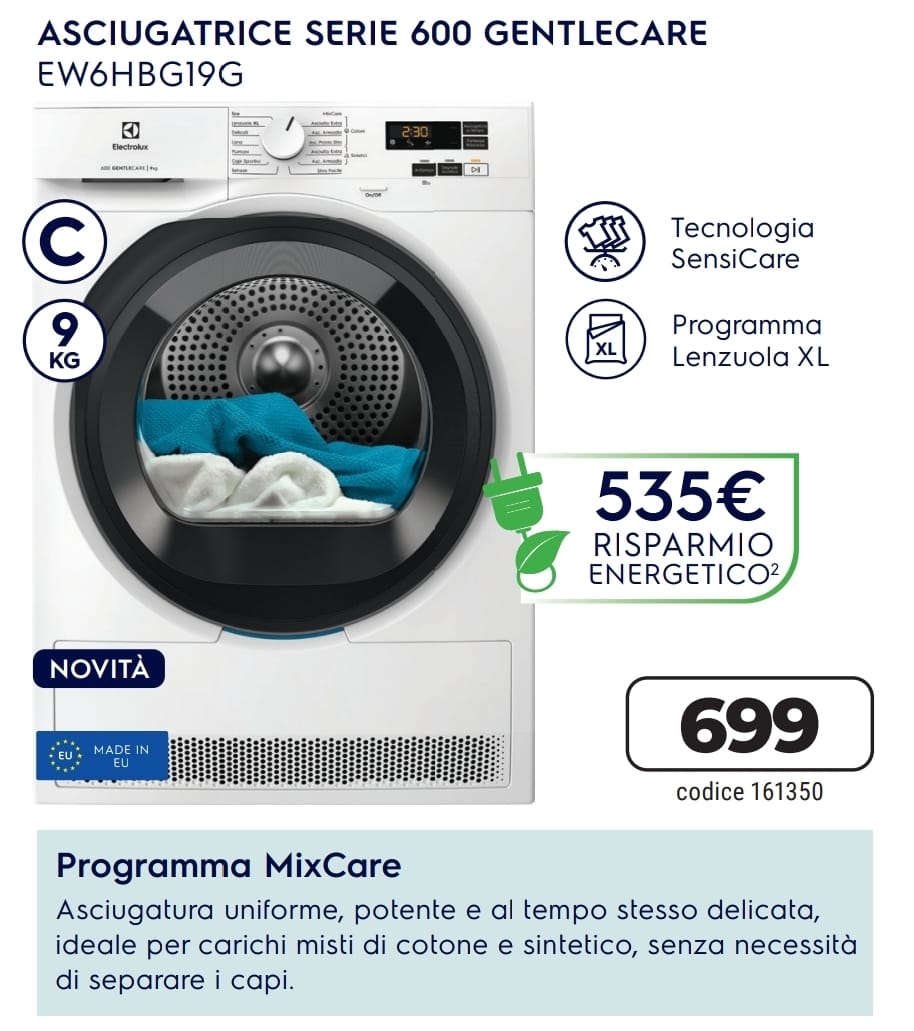 ASCIUGATRICE ELECTROLUX EW6HBG19G 9KG