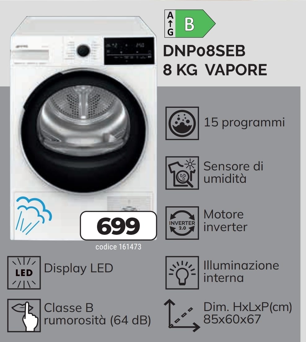 ASCIUGATRICE SMEG DNP08SEB 8KG