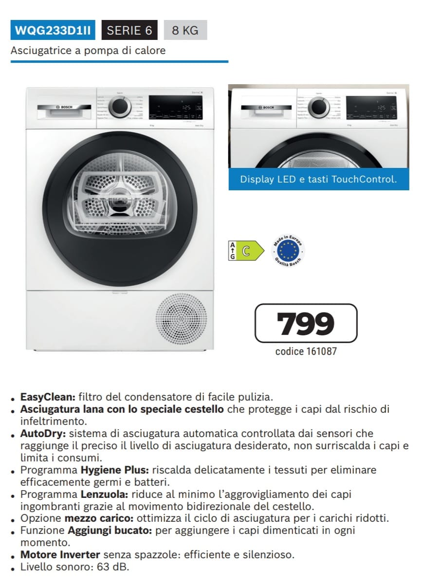 ASCIUGATRICE BOSCH WQG233D1II 8KG