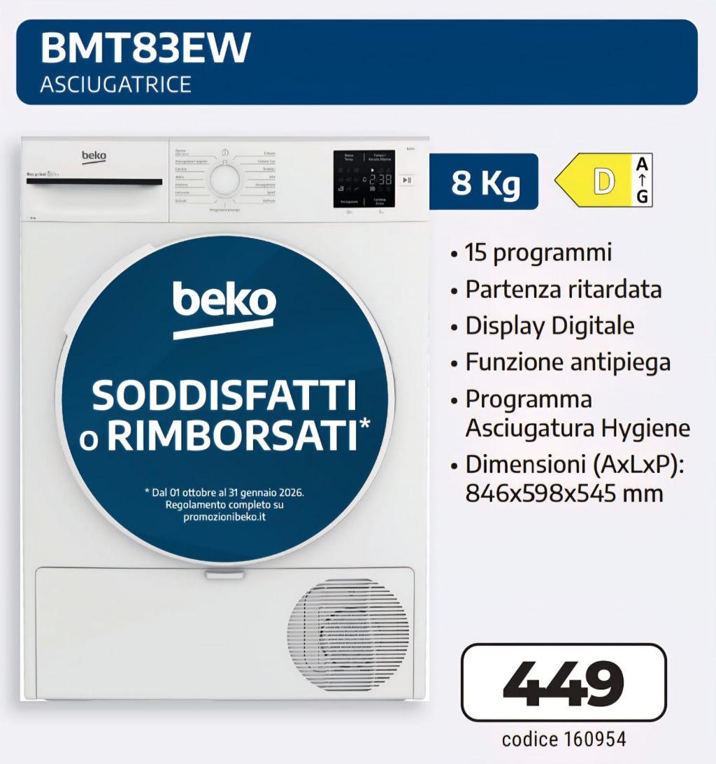ASCIUGATRICE BEKO BMT83EW