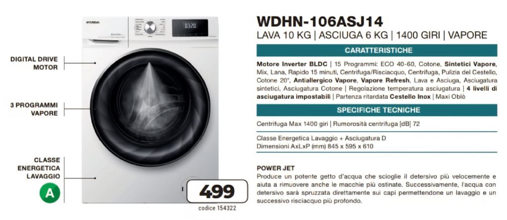 LAVASCIUGA HYUNDAY WDHN-106ASJ14 10KG+6KG