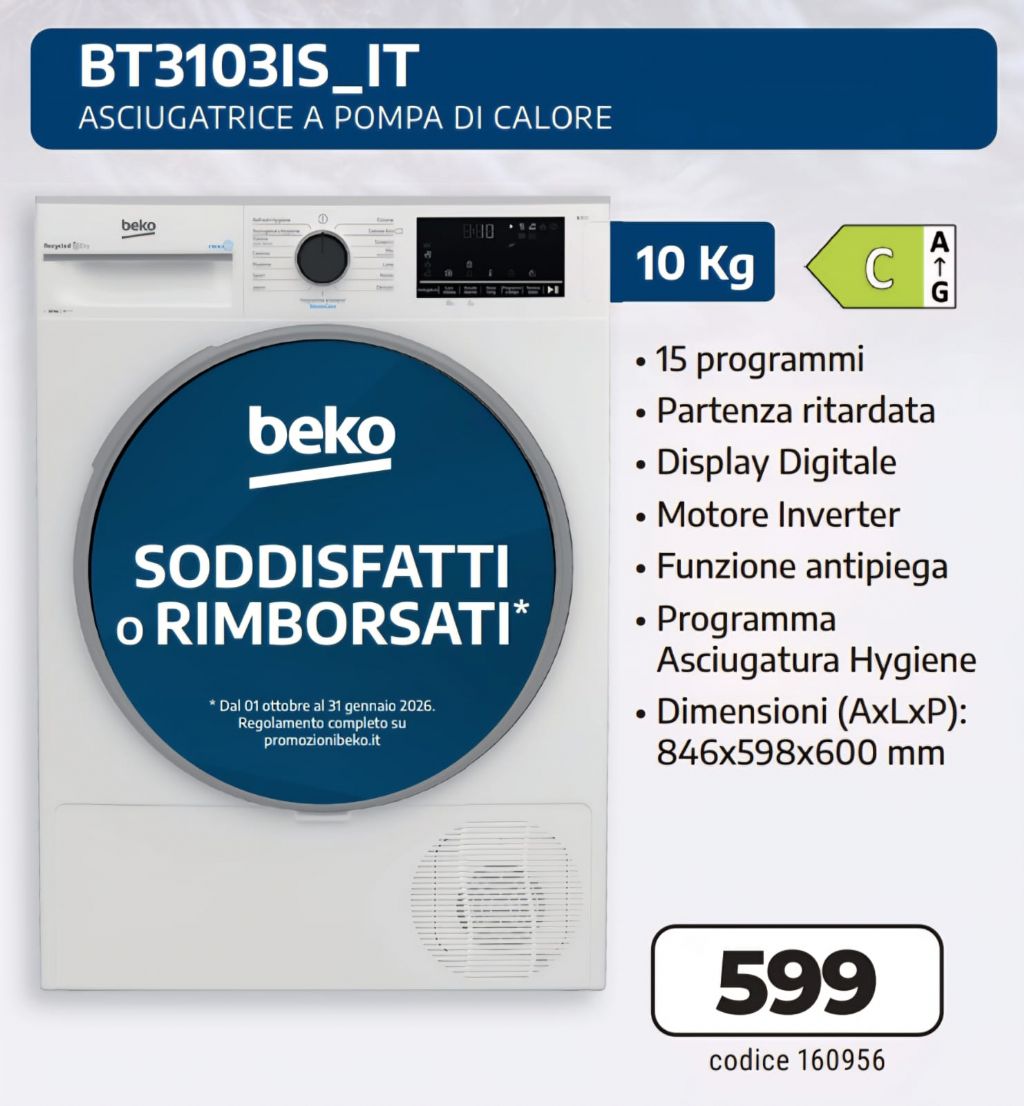 ASCIUGATRICE BEKO BT3103IS 10KG A+++