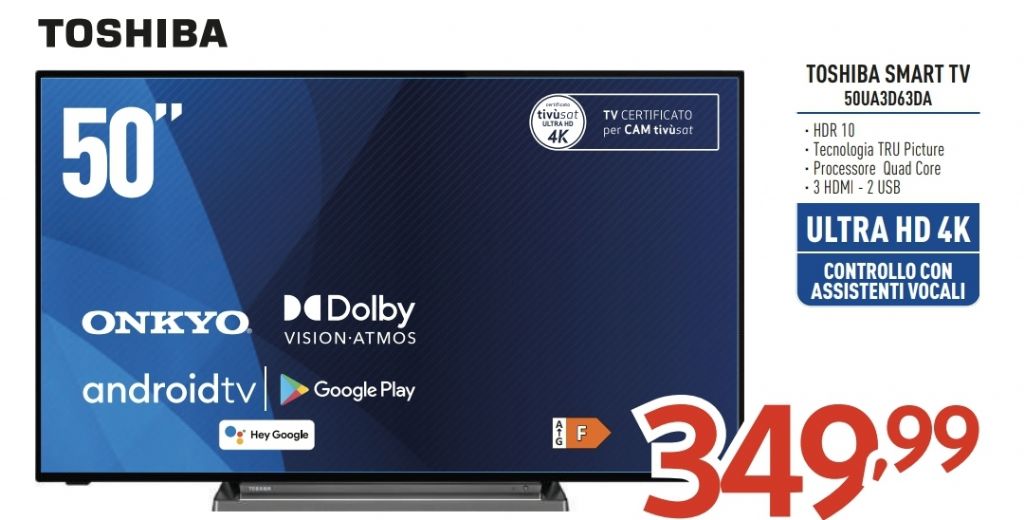 TOSHIBA 50UA3D63DA  50'' SMART TV ANDROID