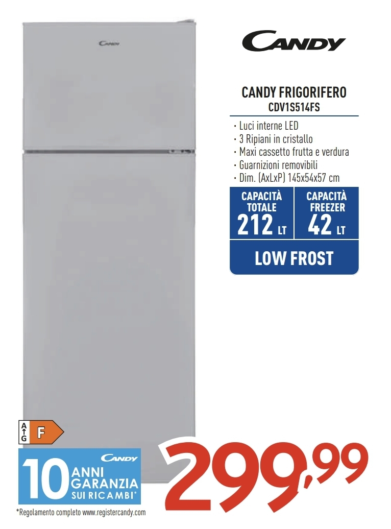 FRIGO CANDY CDV1S514FS DOPPIA PORTA