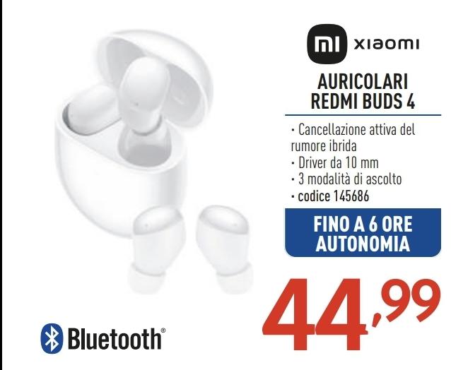 AURICOLARI BLUETOOTH XIAOMI BUDS 4