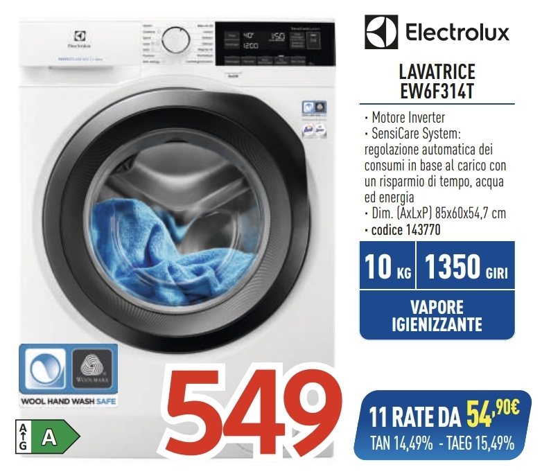 LAVATRICE ELECTROLUX EW6F314T 10KG