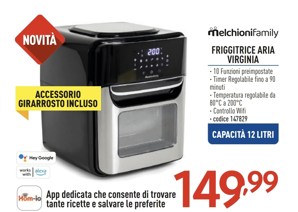 MELCHIONI FRIGGITRICE AD ARIA VIRGINIA 12LT